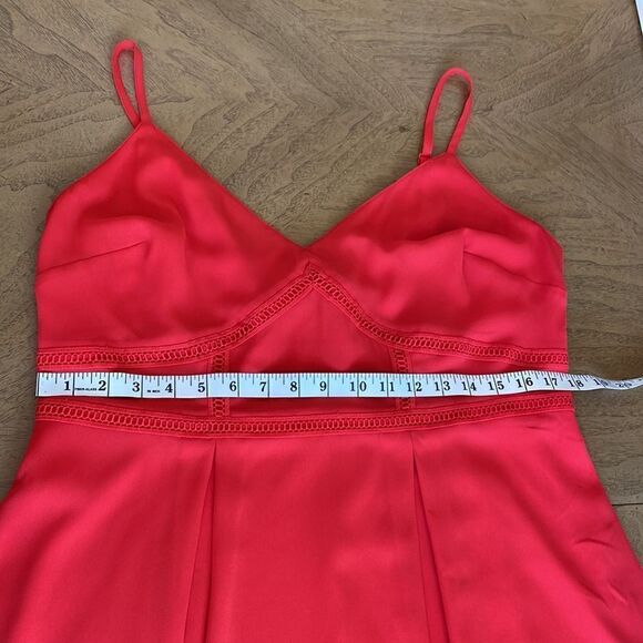 All Worthy Hunter McGrady Chiffon Dress with Lace Insets in Lollipop Red Size 12 - Picture 7 of 9